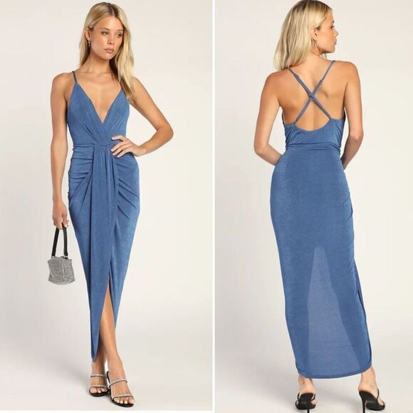 Lulus Dreamy Date Surplice Sage Green Goddess draped dress NWT - Picture 12 of 12